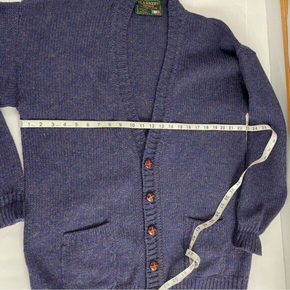 Vintage Flannery Blue‎ Ireland 100% Wool V-Neck Cardigan Sweater - Picture 10 of 11
